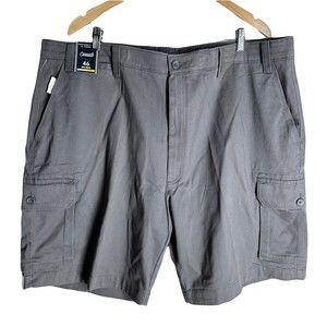 NWT Roundtree & Yorke Casual Big Man Shorts 46 Gray Flat Front Stretch 9" Inseam